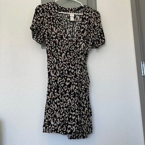 H&M Side tie wrap dress, leopard print